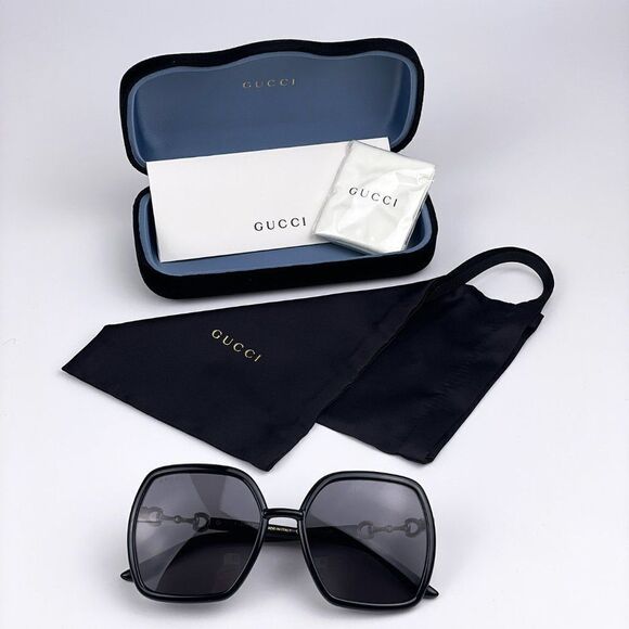 NEW Gucci  GG0890S 001 Black Gray Square Women Sunglasses - Picture 8 of 11